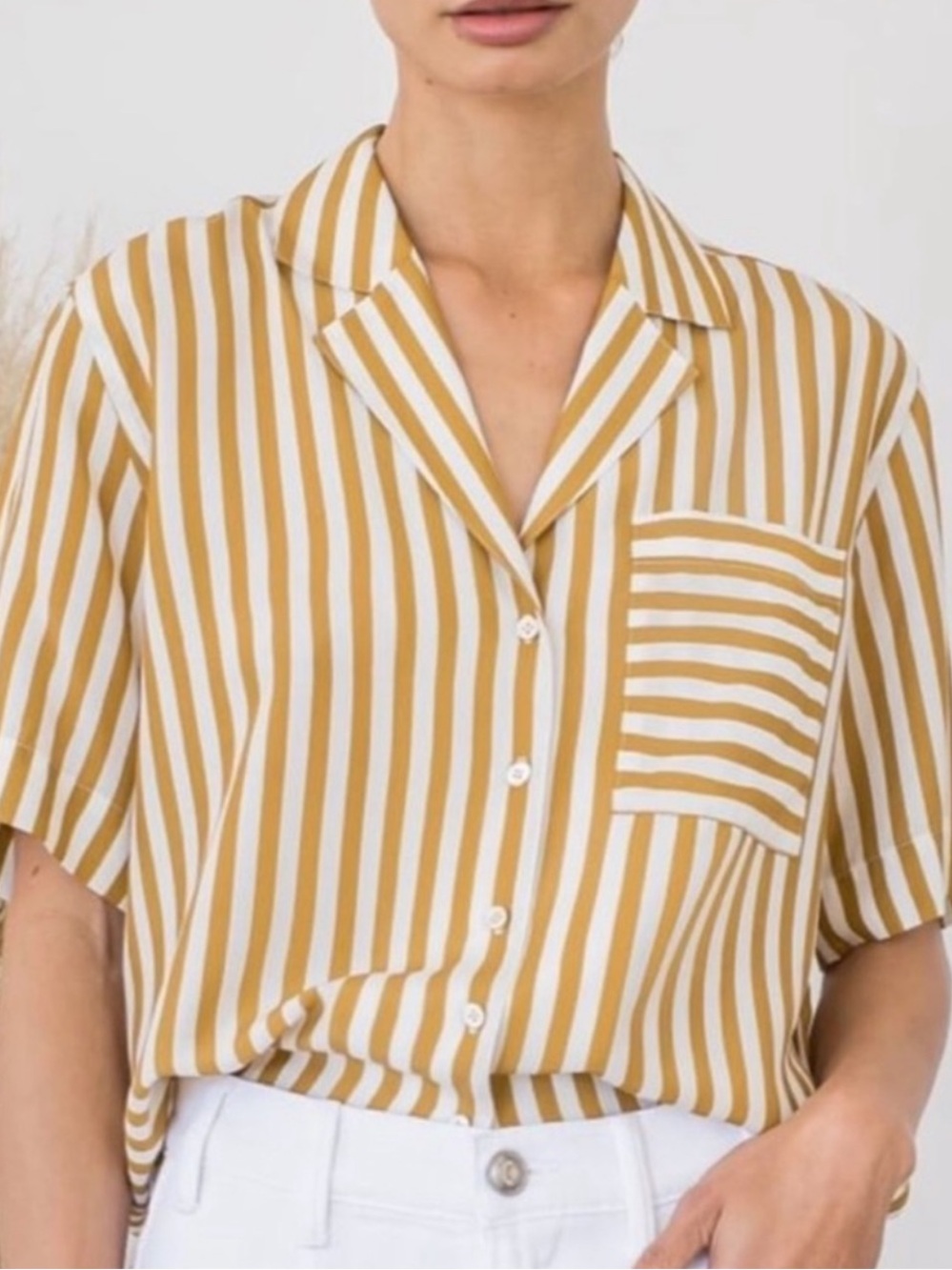 AYR The Pool Boy Silk Blend Stripe Button Front Shirt in Baguette XL